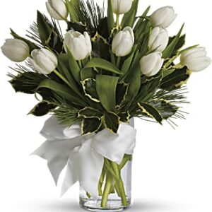 Tulips And Pine Bouquet | Same Day Flower Delivery | White | Teleflora