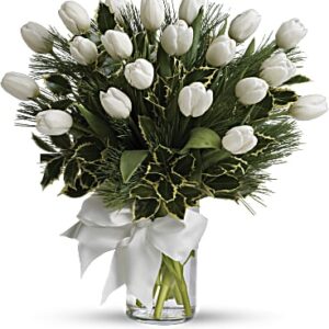 Tulips And Pine Bouquet | Same Day Flower Delivery | White | Teleflora