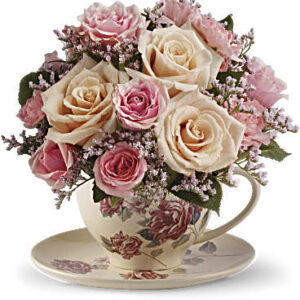 Victorian Teacup Bouquet | Roses | Same Day Flower Delivery | Pink | Teleflora