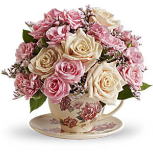 Victorian Teacup Bouquet | Roses | Same Day Flower Delivery | Pink | Teleflora
