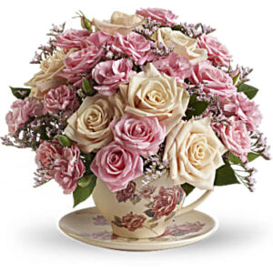 Victorian Teacup Bouquet | Roses | Same Day Flower Delivery | Pink | Teleflora