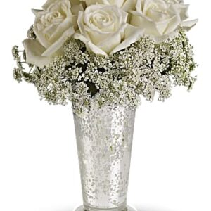 White Lace Centerpiece | Roses | Same Day Flower Delivery | Teleflora