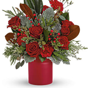 Wild & Wonderful Christmas Bouquet | Roses | Same Day Flower Delivery | Red | Teleflora