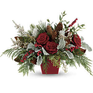 Winter Blooms Centerpiece | Roses | Same Day Flower Delivery | White | Teleflora