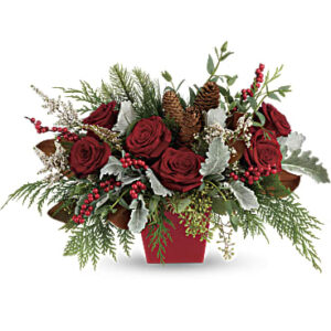 Winter Blooms Centerpiece | Roses | Same Day Flower Delivery | White | Teleflora