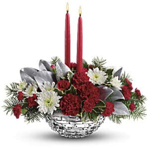 Winter Magic Centerpiece | Carnations | Same Day Flower Delivery | White | Teleflora