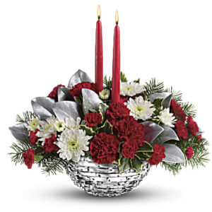 Winter Magic Centerpiece | Carnations | Same Day Flower Delivery | White | Teleflora