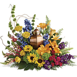 With All Our Hearts Cremation Tribute Bouquet | Mixed Bouquets | Same Day Flower Delivery | Multi-Colored | Teleflora