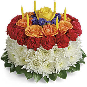 Your Wish Is Granted Birthday Cake Bouquet | Roses | Same Day Flower Delivery | Multi-Colored | Teleflora
