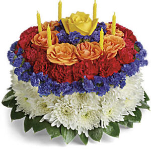 Your Wish Is Granted Birthday Cake Bouquet | Roses | Same Day Flower Delivery | Multi-Colored | Teleflora