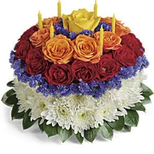Your Wish Is Granted Birthday Cake Bouquet | Roses | Same Day Flower Delivery | Multi-Colored | Teleflora